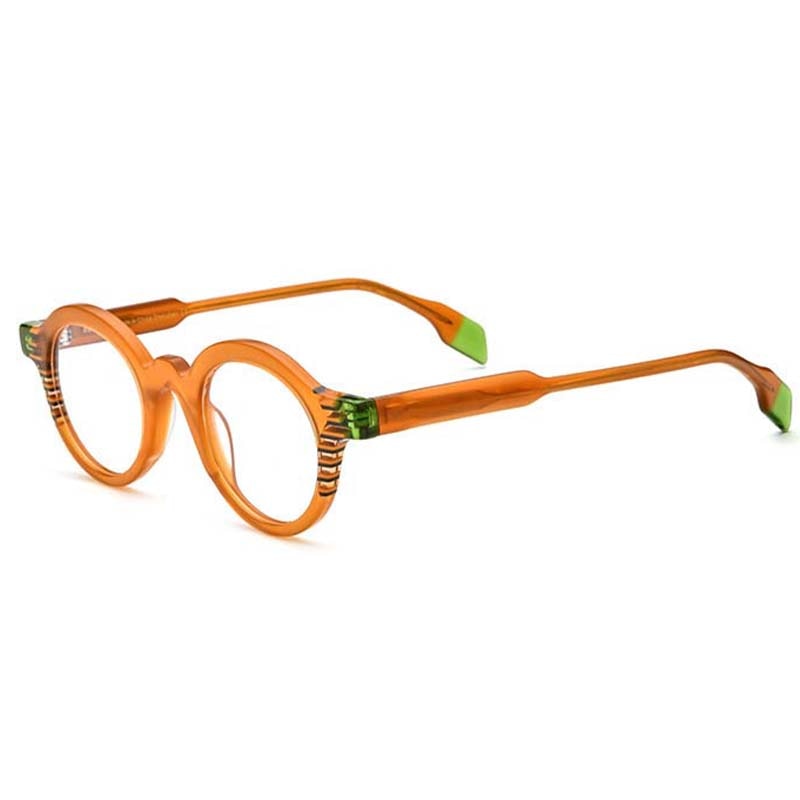 CCspace Unisex Full Rim Round Acetate Eyeglasses Frame 53153 - Lightweight & Durable for Reading, Work, and Everyday Wear
