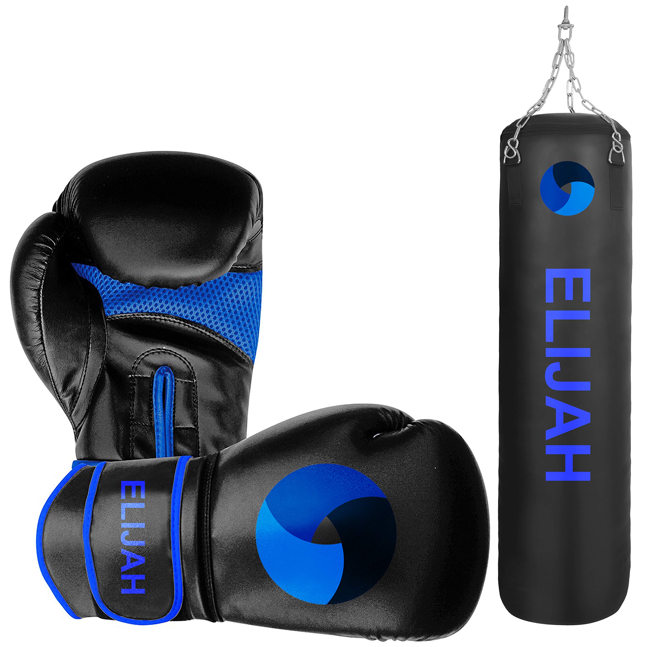 Professional Boxing Training Set - Heavy Punching Bag (Unfilled) & Boxing Gloves for Boxing, Kickboxing, MMA, Muay Thai | Heavy Bag Sparring & Fighting Equipment with Hanging Chain | Perfect for Home Gym, Boxing Training & Martial Arts Practice