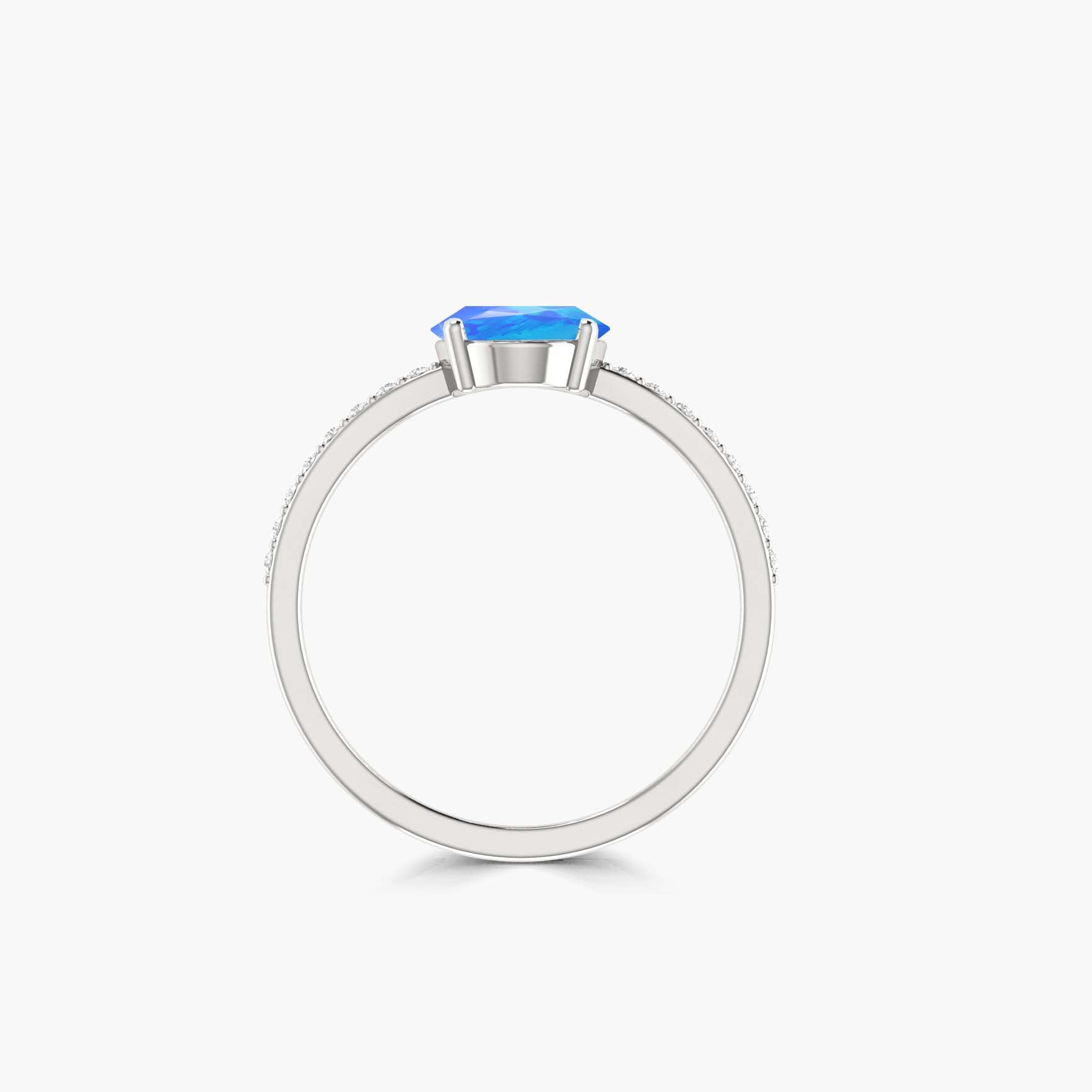 Ethiopian Fire Opal Statement Ring for Women | Blue Oval Gemstone Jewelry | Perfect for Weddings, Parties & Special Occasions