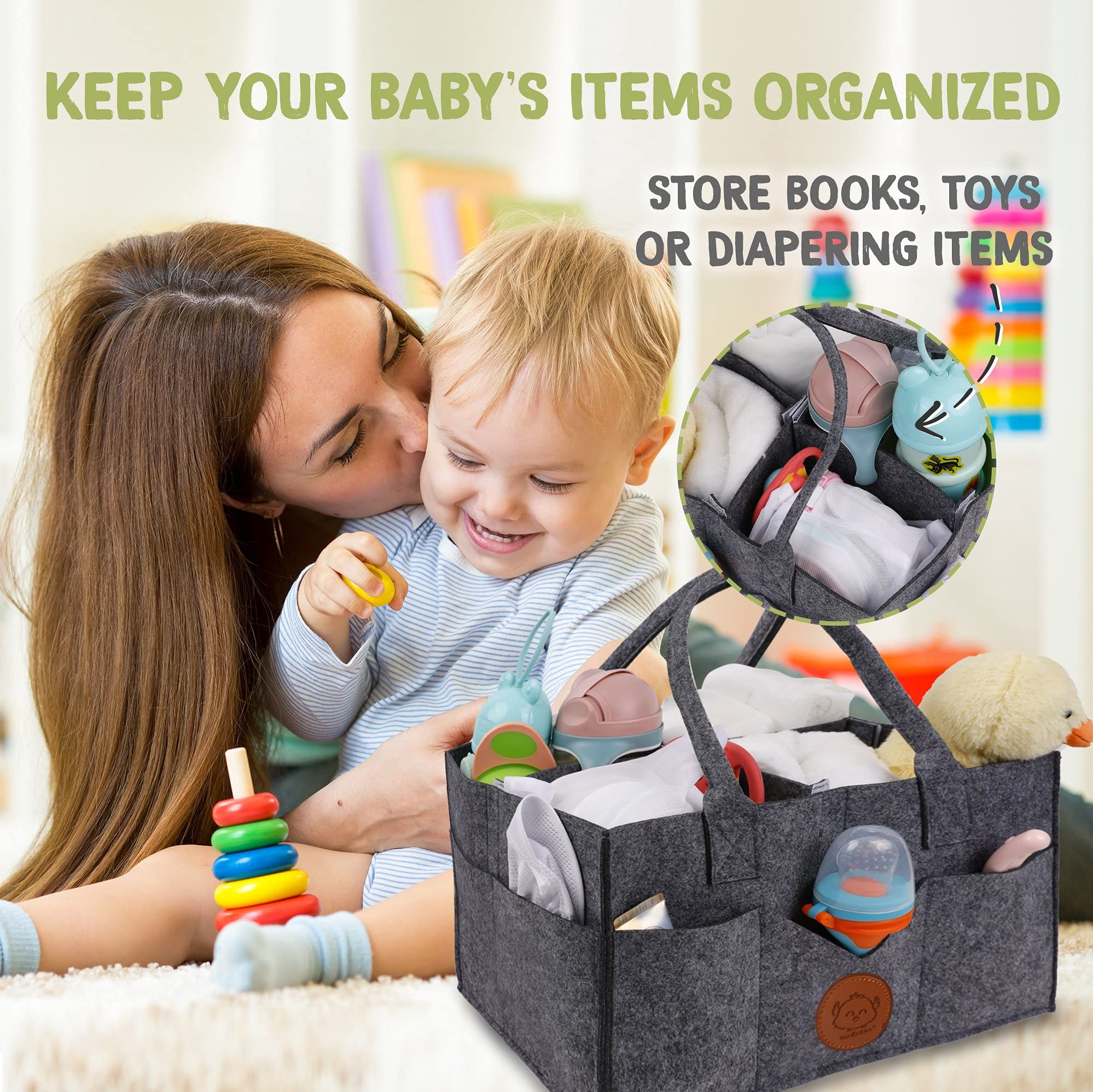 KeaBabies Baby Diaper Caddy Organizer with Portable Changing Pad - Large Waterproof Foldable Diaper Changing Mat for Travel & Nursery - Perfect for On-the-Go Parents & Home Diaper Changing Station