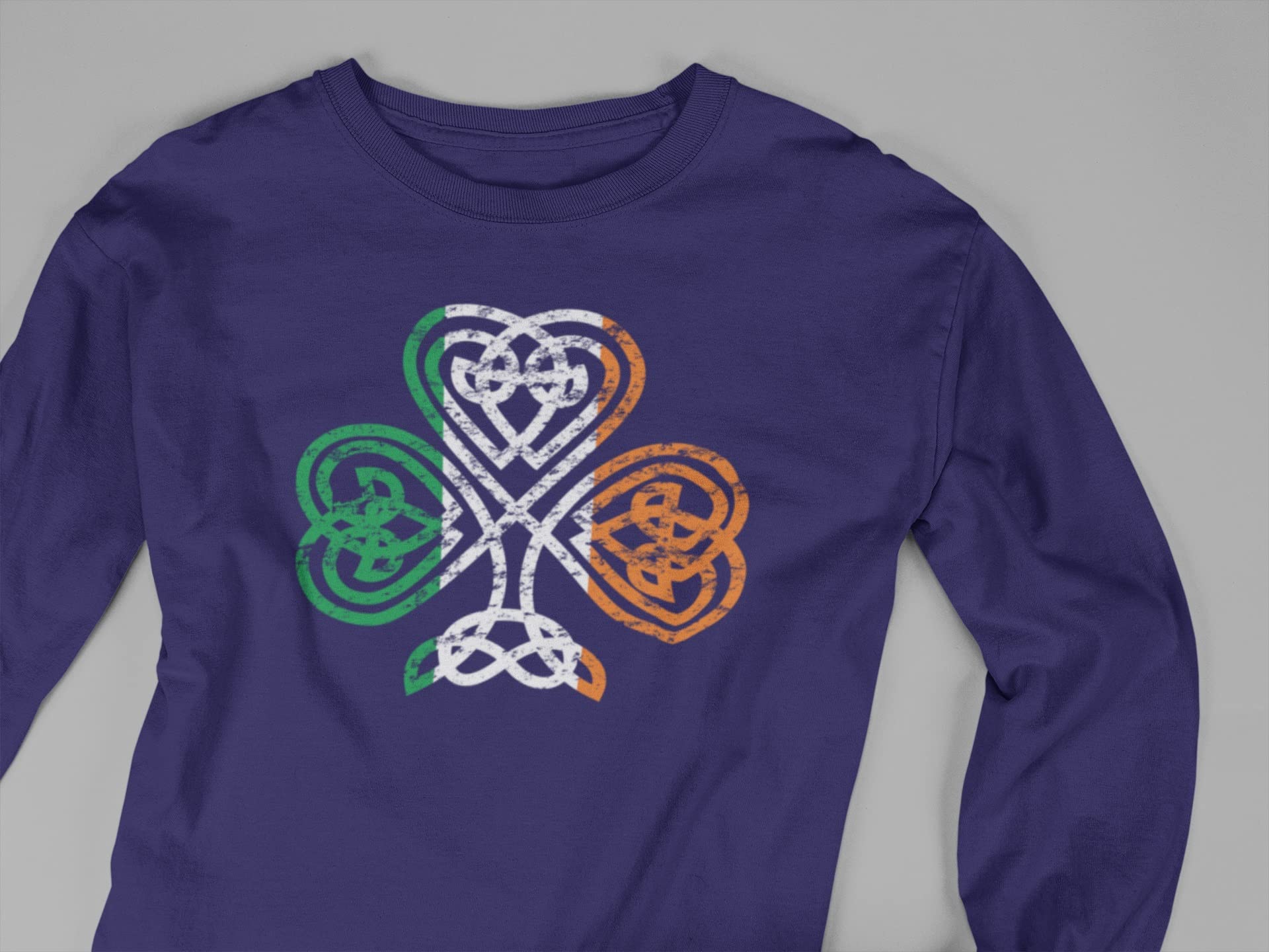 Old Glory St. Patrick's Day Shamrock Knot Long Sleeve T-Shirt for Adults | Irish Pride Apparel for Festivals & Pub Crawls