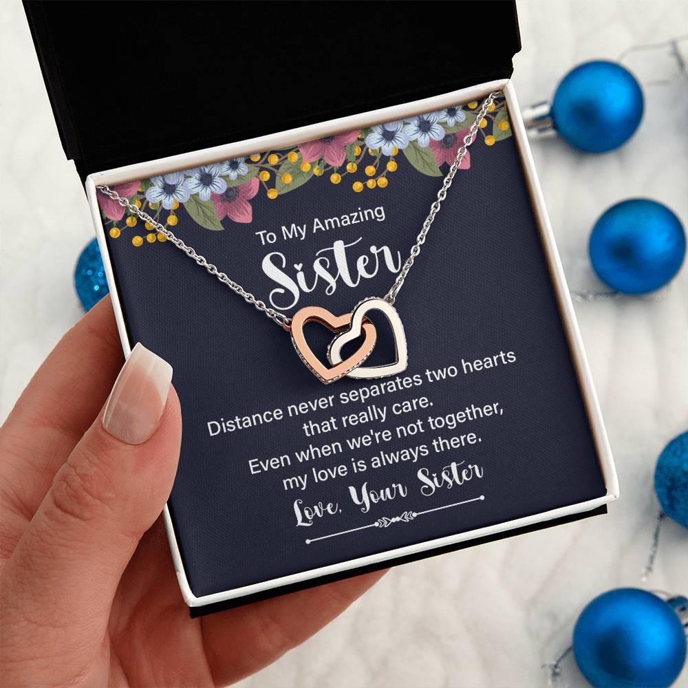 Interlocking Hearts Necklace for Sister - Elegant Christmas & Birthday Gift for Women - Perfect for Anniversaries, Valentine's Day & Special Occasions