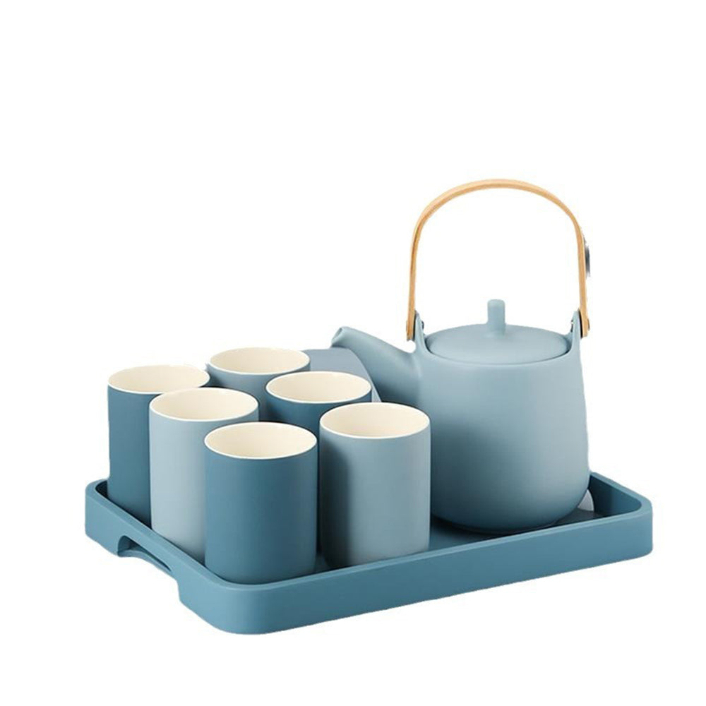 Elegant Morandi Haze Blue Ceramic Tea Set - 16 Piece Modern Tea Service with Teapot & Cups - Perfect for Afternoon Tea, Home Decor & Gift Giving