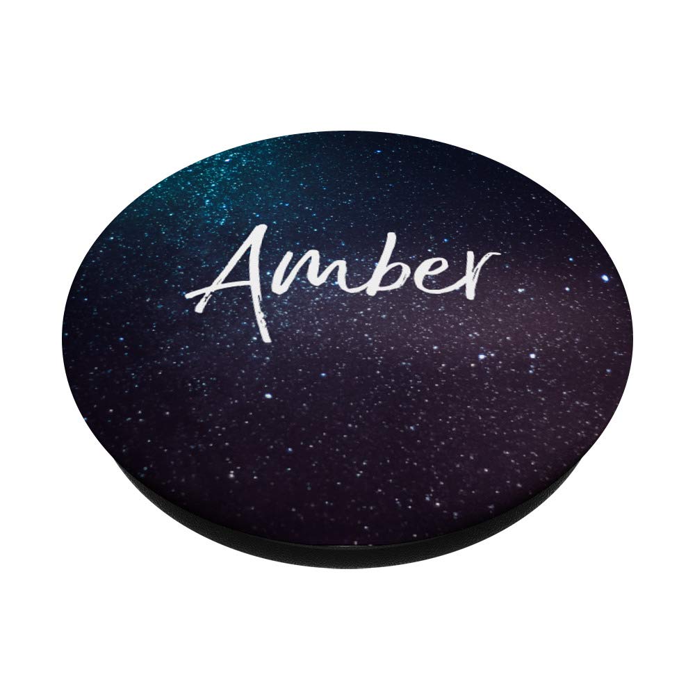 Personalized Amber Name Birthday Gift - Universe Space Theme PopSockets Phone Grip & Stand for iPhone, Samsung, Tablets - Perfect for Girls, Teens, Space Lovers