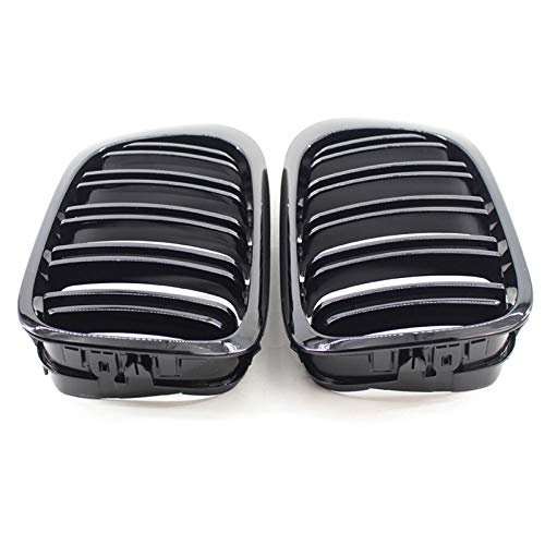 Glossy Black M Style Double Rims Grille for BMW E46 2 Door Coupe 1998-2002 - High Gloss Baking Varnish Finish - Perfect Upgrade for Car Enthusiasts & Show Car Modifications