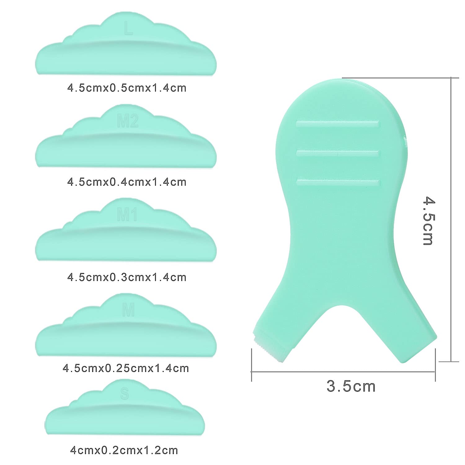 44 Piece Silicone Lash Lift Rods - 5 Sizes (S/M/M1/M2/L) for Eyelash Perming & Curling - Reusable Lash Lifting Pads (Green) - Perfect for Salon, Home Use & Professional Makeup Artists
