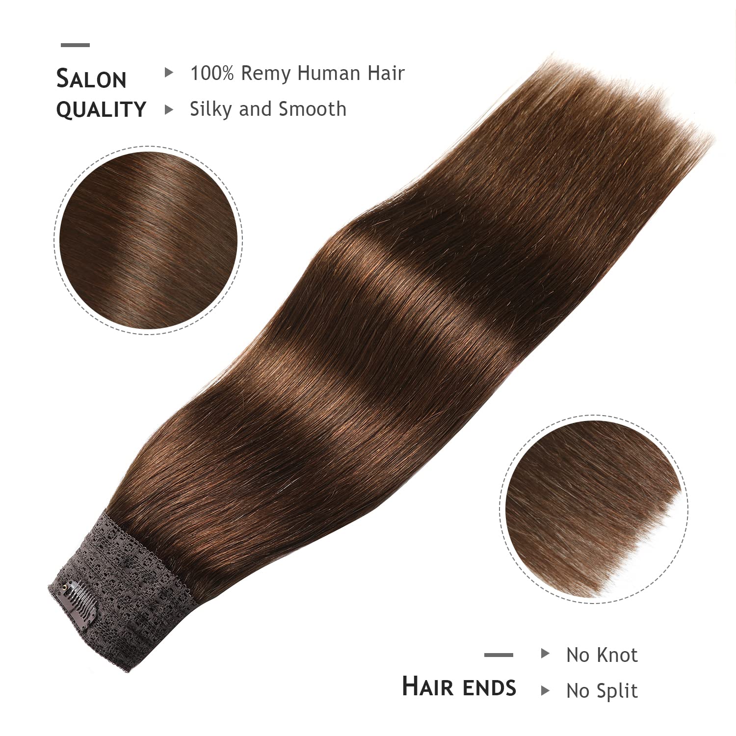 YILITE 20-Inch Wire Hair Extensions - 100% Remy Human Hair, Silky Straight #4 Medium Brown, 110g with Invisible Line | Natural Real Hair Extensions for Daily Wear, Parties & Special Occasions