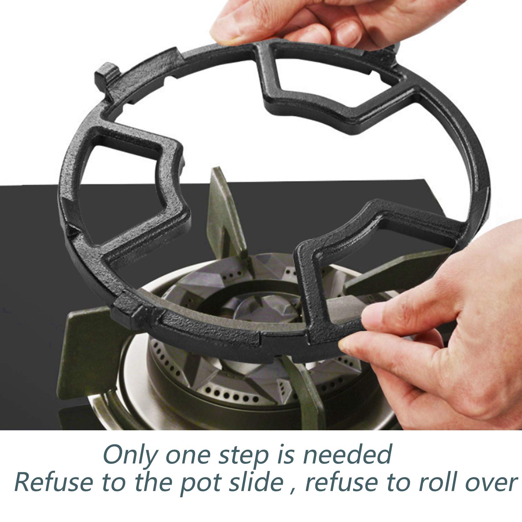 Non-Slip Cast Iron Gas Ring Reducer - 7.5 Inch Black Burner Grate for Butter Warmers & Small Saucepans - Universal Fit for Most Gas Stoves - Perfect for Wok Cooking, Melting Chocolate, and Simmering Sauces