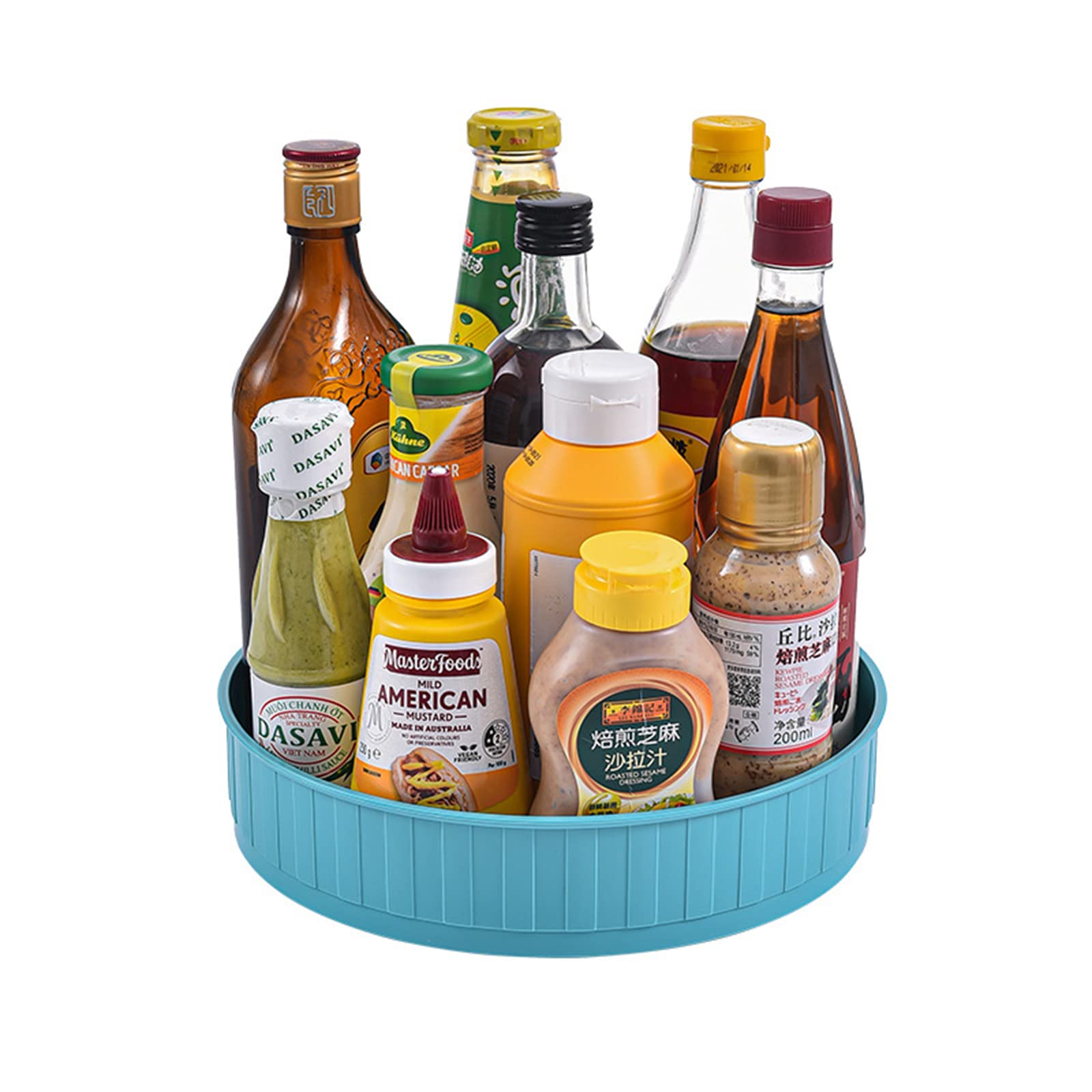 360° Rotating Lazy Susan Turntable Organizer - 10 Inch Plastic Spice Rack for Kitchen, Bathroom & Vanity | Space-Saving Spinning Storage for Cosmetics, Spices & Essentials (Blue) | Perfect for Countertop, Cabinet & Pantry Organization