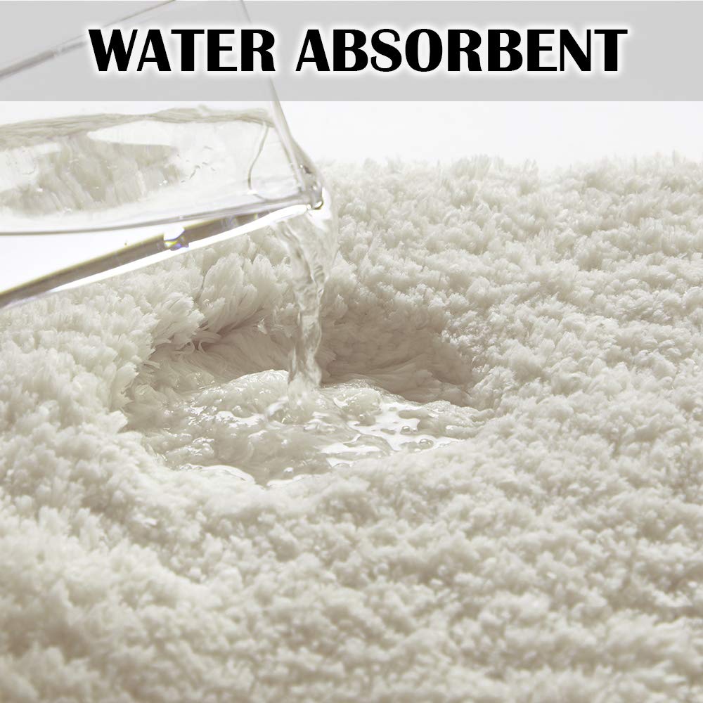 Non-Slip Bath Rug - Super Absorbent Soft Microfiber Shaggy Bath Mat, Machine Washable Plush Shower Mat for Bathroom (20x32 Inches, Ivory) - Perfect for Bathroom Safety & Luxury Comfort