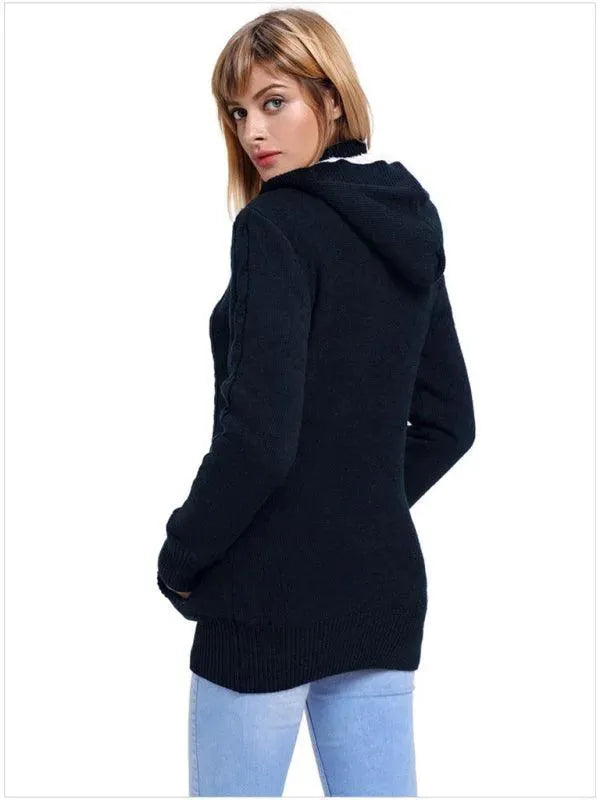 Cozy Casual Hooded Cardigan Sweater for Women - Soft Fleece Long Sleeve Open Front Jacket | Perfect for Fall, Winter, Lounge Wear & Outdoor Activities