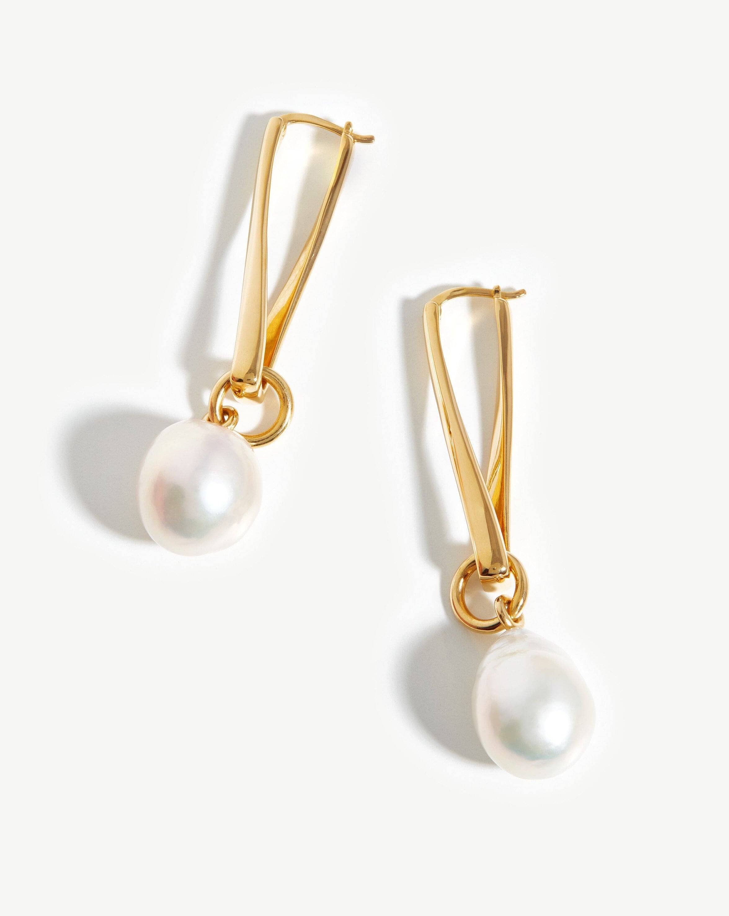 Baroque Pearl Twisted Drop Earrings - 18k Gold Plated Dangle Earrings with Natural Pearls | Elegant Jewelry for Women, Perfect for Weddings, Parties & Special Occasions