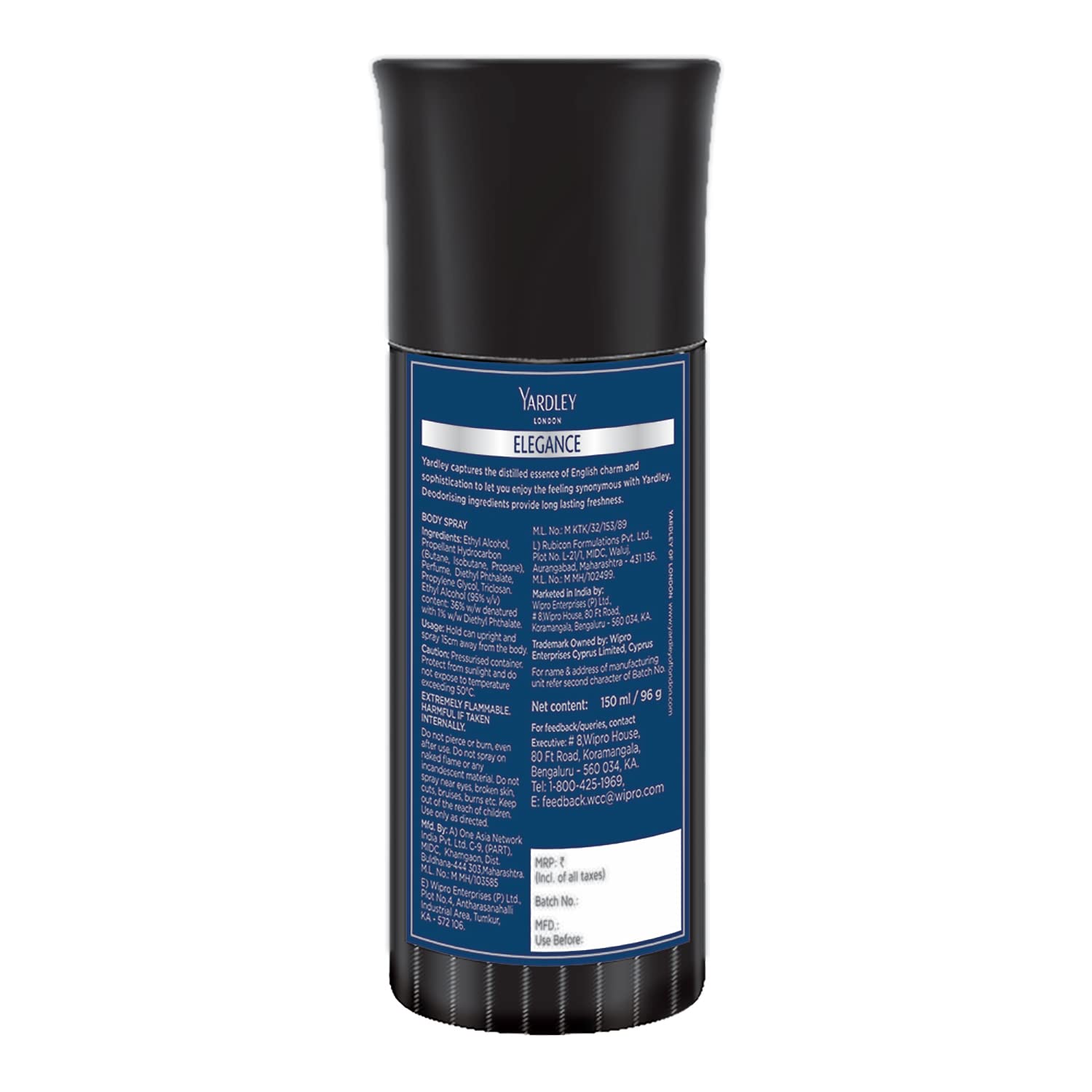 Yardley London Elegance Body Spray for Men - Sophisticated Spicy Scent, Masculine Cologne & Deodorant, 150ml | Long-Lasting Freshness for Work, Gym & Everyday Use