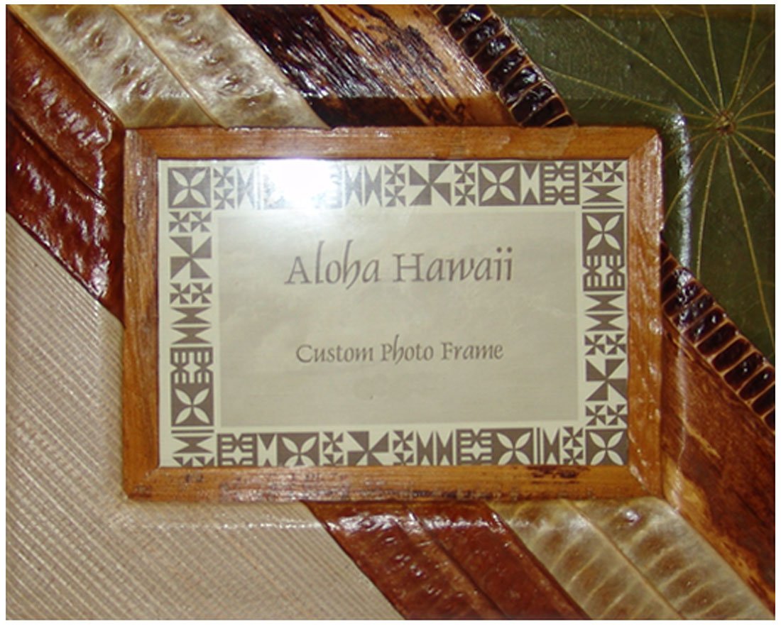 Hawaiian Sea Grape, Banana, Koa Seed Pod Picture Frame 5x7 Inches - Unique Natural Wood Photo Frame for Beach House, Boho Decor, and Tropical Home Decor