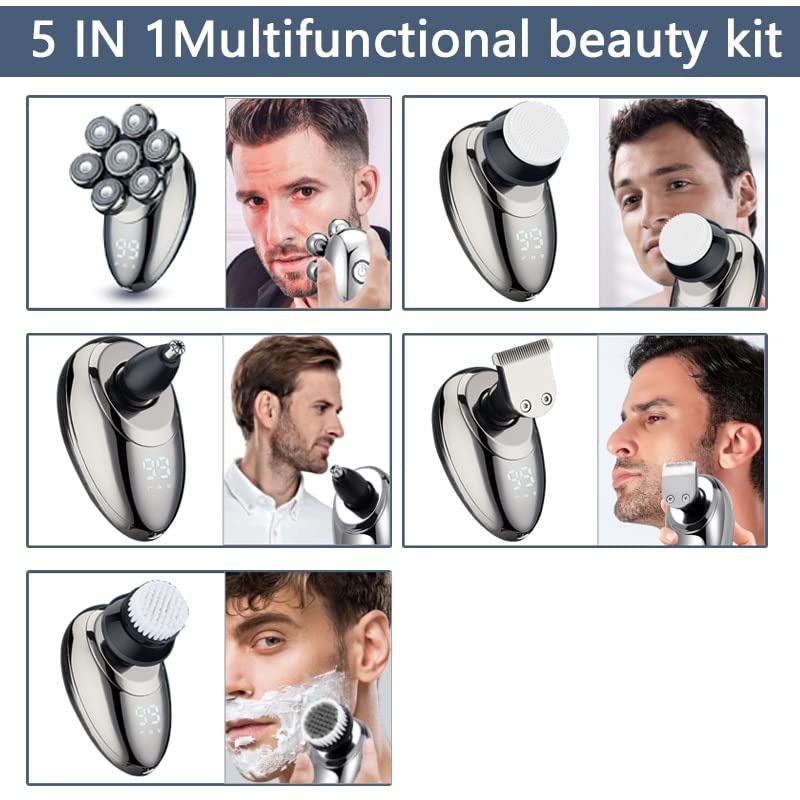 Best Electric Razor for Men - 7D Floating Rotary Shaver, Cordless USB Rechargeable with LED Display | Multifunctional Grooming Kit for Smooth Shaving at Home & Travel