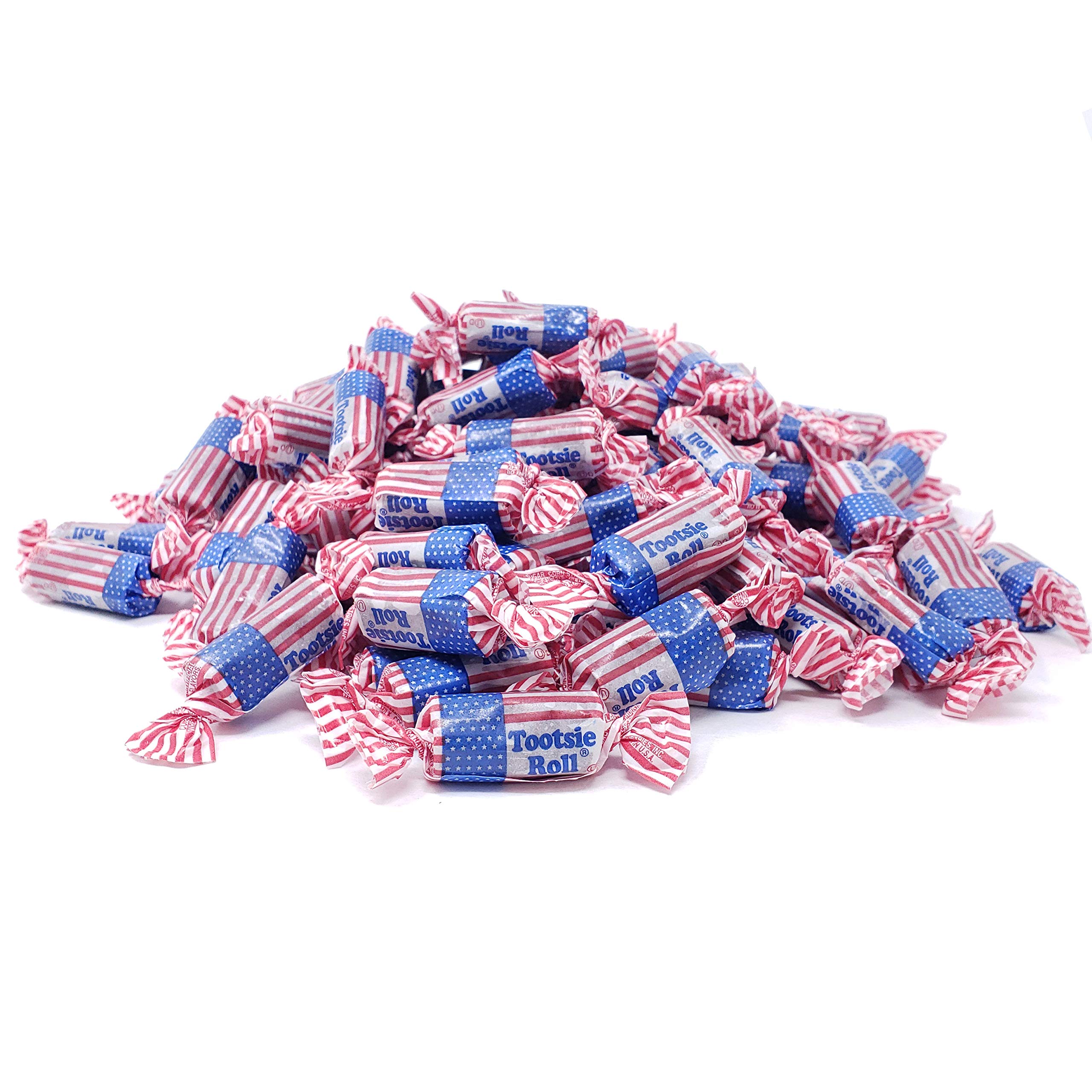 Patriotic Tootsie Rolls - Red White Blue Candy 1lb for Parties & Gifts