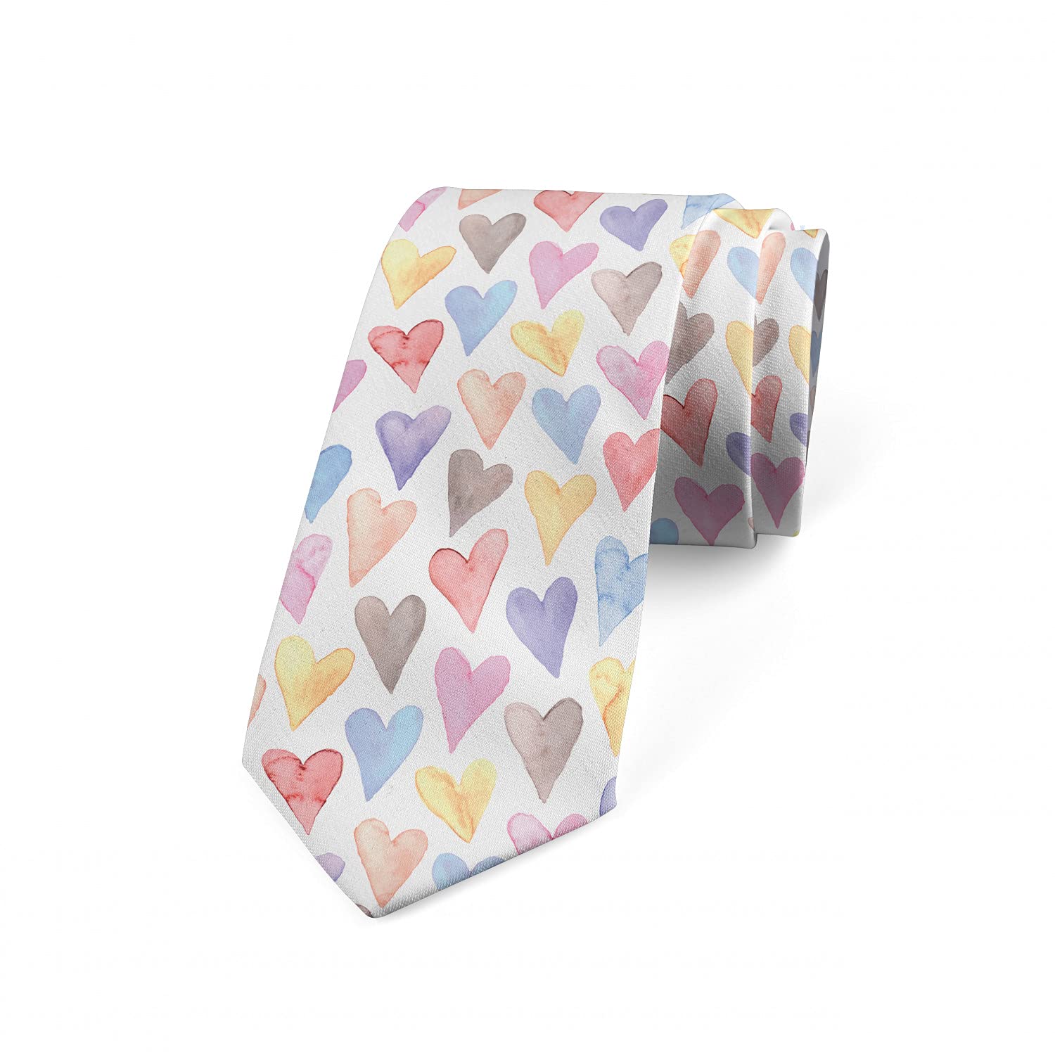 Ambesonne Men's Silk Tie - Watercolor Inspired Romantic Design, 3.7