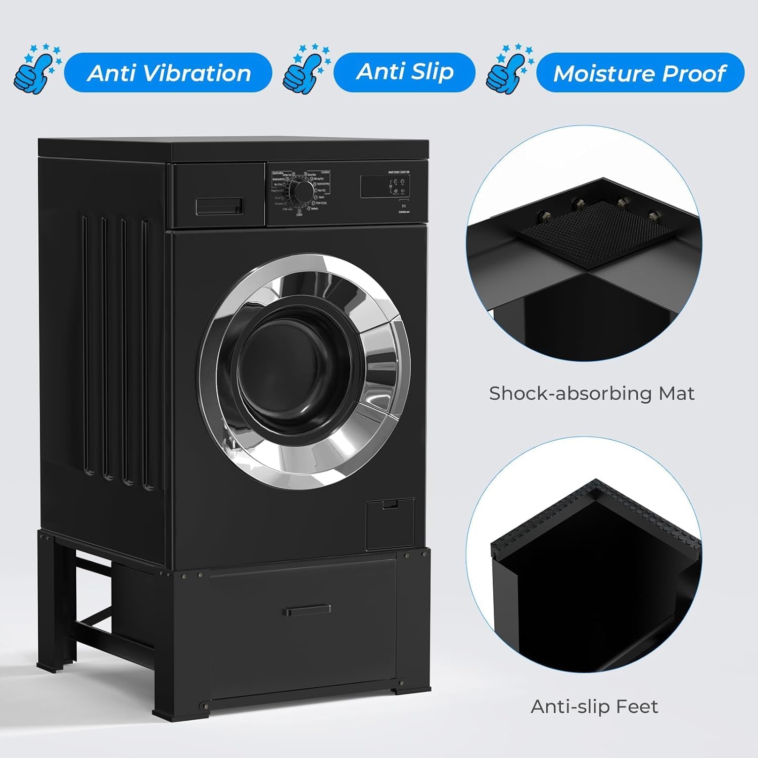 2 Pack Heavy Duty Washer and Dryer Pedestals with Storage Drawer - 29