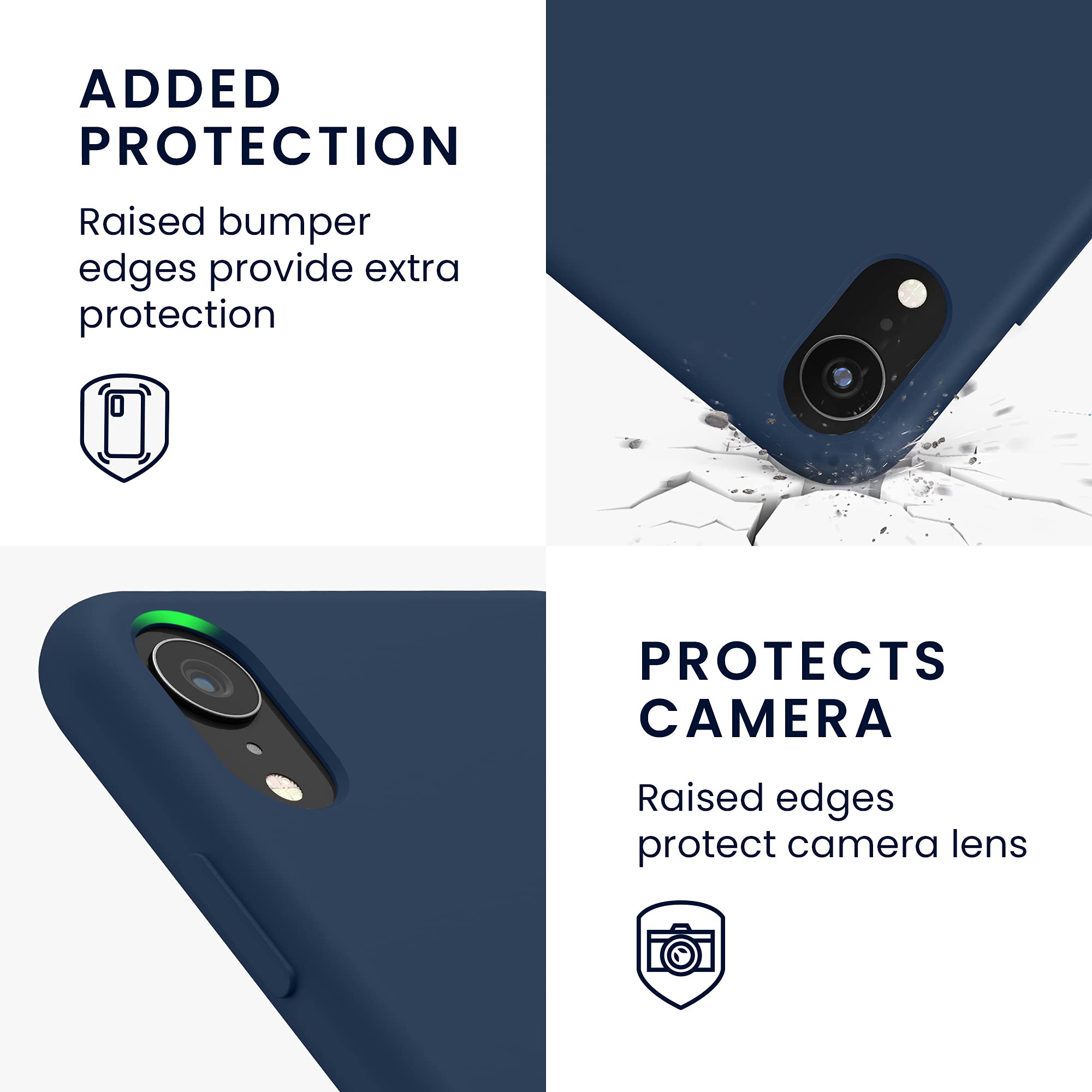 kwmobile Premium TPU Silicone Case for Apple iPhone XR - Shockproof Soft Protective Phone Cover in Navy Blue - Perfect for Everyday Use, Work & Travel