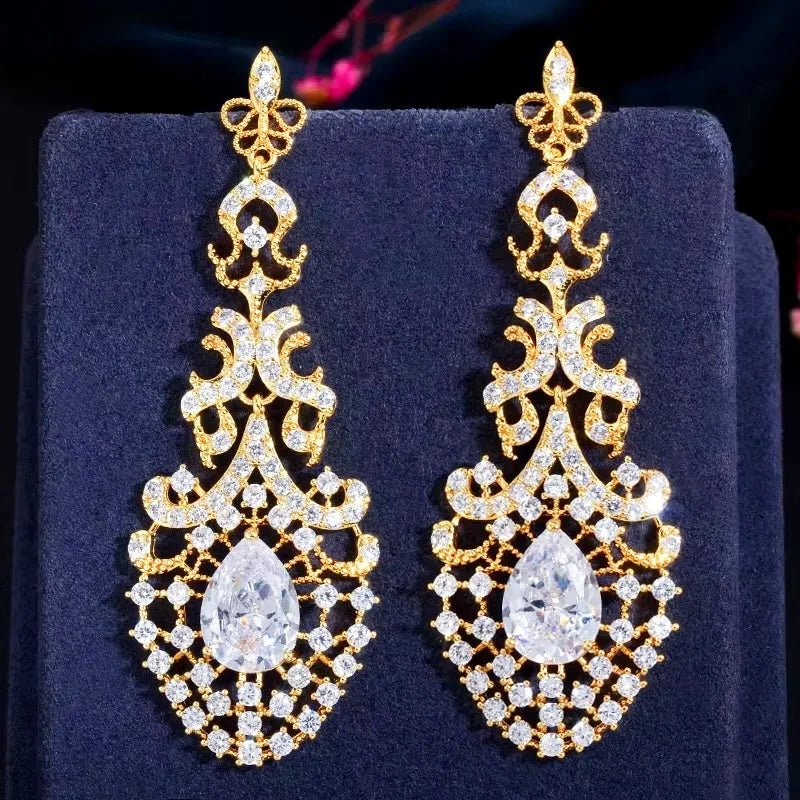 Charity Cubic Zirconia Bridal Earrings - Sterling Silver & Gold Plated Wedding Jewelry for Brides, Bridesmaids & Formal Occasions