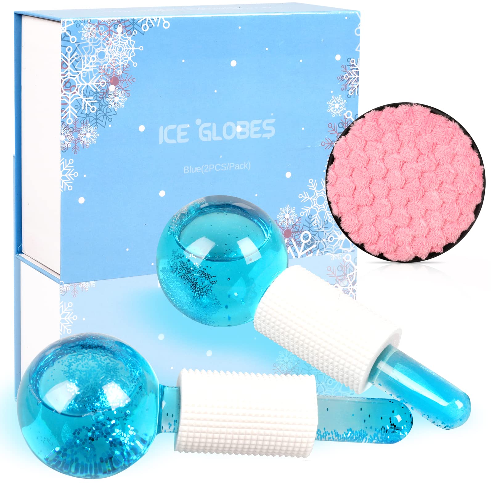 Wishstream Beauty Ice Roller Globes - Cooling Facial Massager for Face & Neck, Anti-Aging Skin Treatment, Reduces Puffiness & Tightens Skin (Blue) | Perfect for Morning Routine, Post-Workout Recovery & Spa Day Relaxation