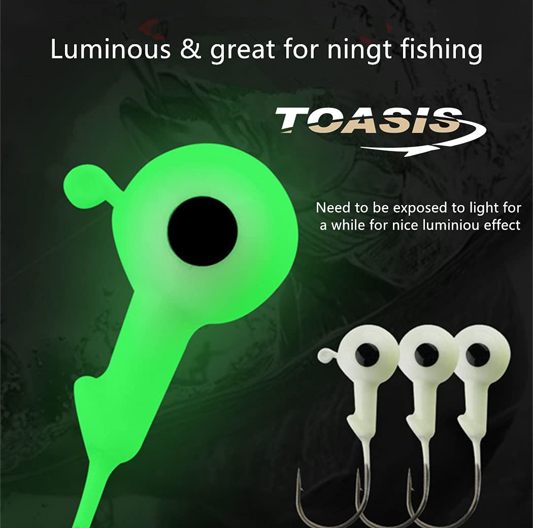 Toasis Round Jig Heads for Ice Fishing - 10-Pack Tungsten Weighted Lure Hooks Set with Sharp Barbed Hooks - Perfect for Walleye, Perch and Trout Ice Fishing in Winter