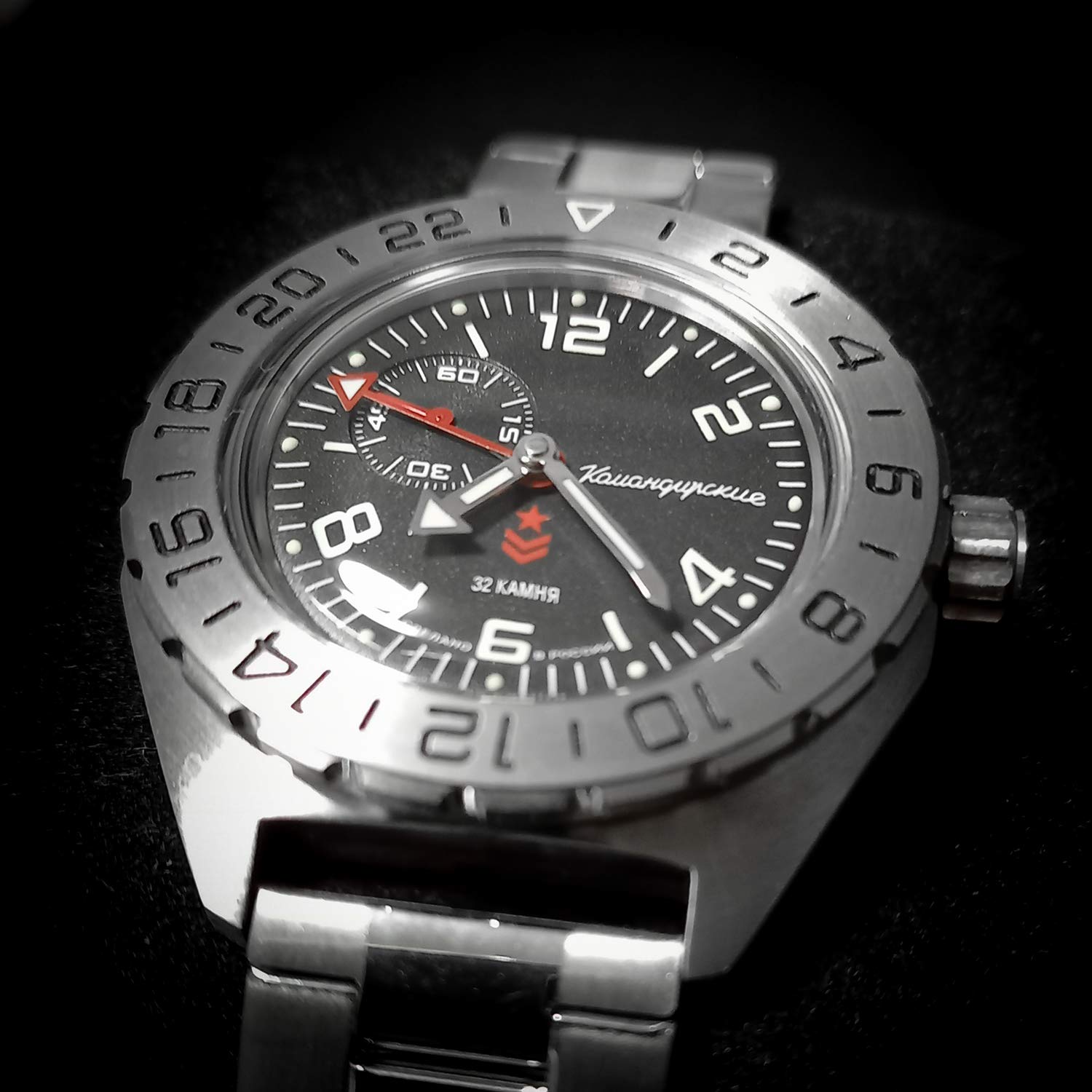 Vostok Komandirskie 650539 GMT Automatic Self-Winding Diver Watch for Men - Waterproof Mechanical Wristwatch for Diving, Swimming & Outdoor Adventures