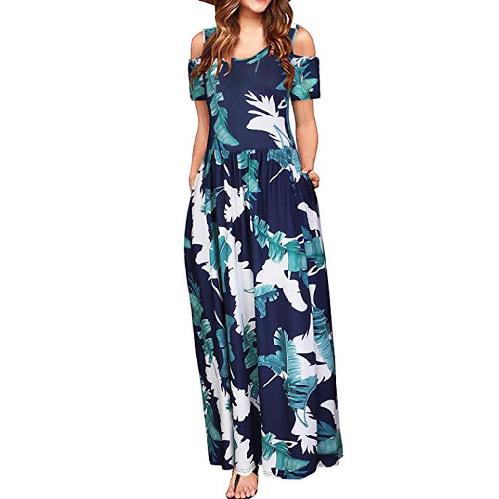 **Women's Plus Size Summer Maxi Dress - Casual Boho Beach Vacation Dress with Short Sleeves & Pockets | Perfect for Beach Trips, Vacations & Outdoor Events**