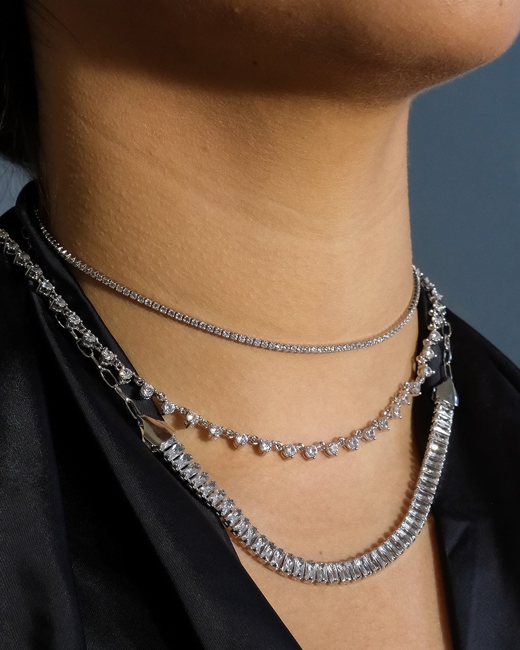 Elegant Dani Chain & CZ Tennis Necklace | 14K Gold Plated Cubic Zirconia Jewelry for Women | Perfect for Weddings, Parties & Special Occasions