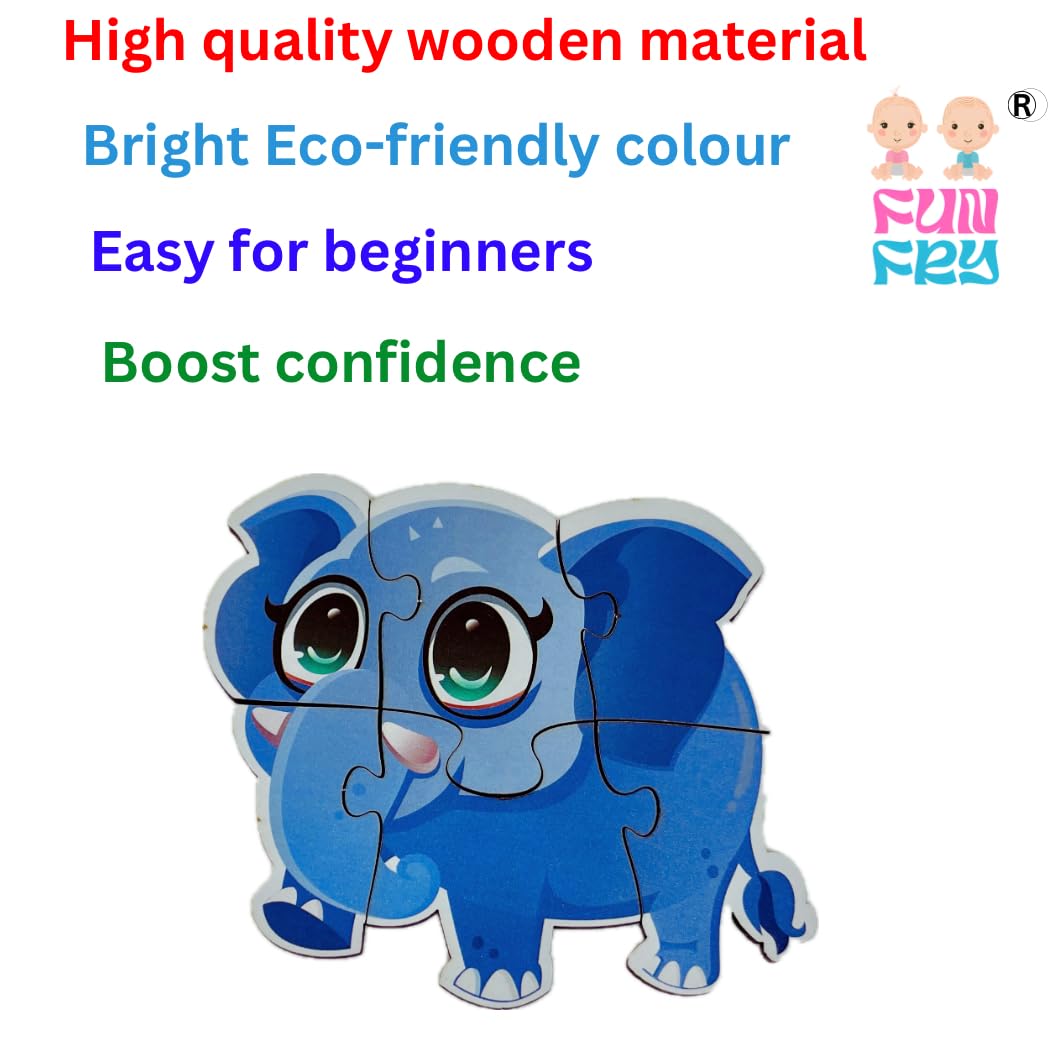 Montessori Wooden Jigsaw Puzzles for Kids Ages 2-5 - Fun Fry Wild Animal Toddler Learning Toys - Educational Puzzle Gift for Boys & Girls Birthday - Perfect for Preschool Classroom & Home Playtime Activities