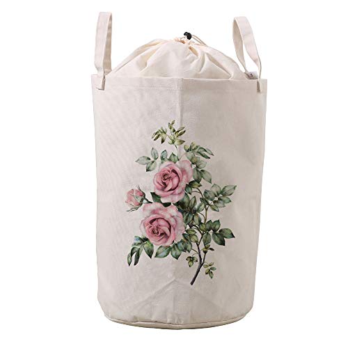 Large Laundry Hamper Basket - Watercolor Rose Design Foldable Waterproof Clothes Storage Bin with Handles | Perfect for Nursery, Toy Organizer, Bedroom & Bathroom Organization