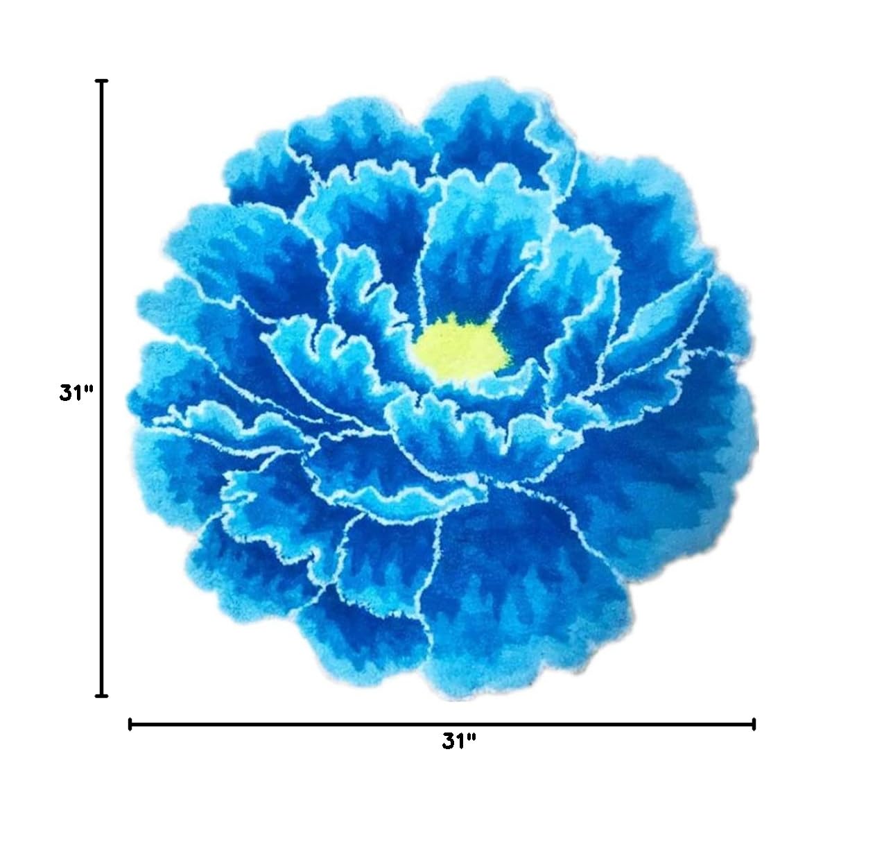 Blue Peony Flower Round Rug - Soft Plush Washable Non-Slip Bath Mat for Bedroom, Kitchen, Bathroom Floor Decor - Perfect for Home, Office & Nursery Floral Area Rugs