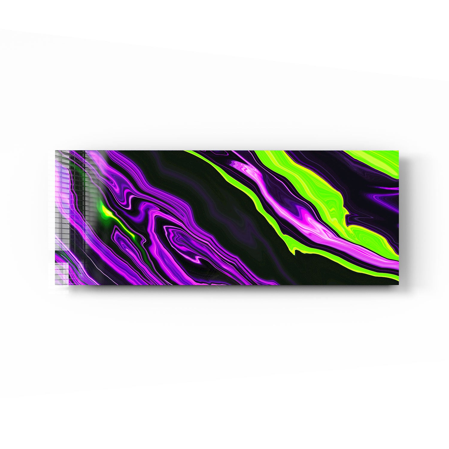 Vibrant Purple & Green Neon Panoramic Wall Art - Perfect for Bedroom, Living Room & Office Decor