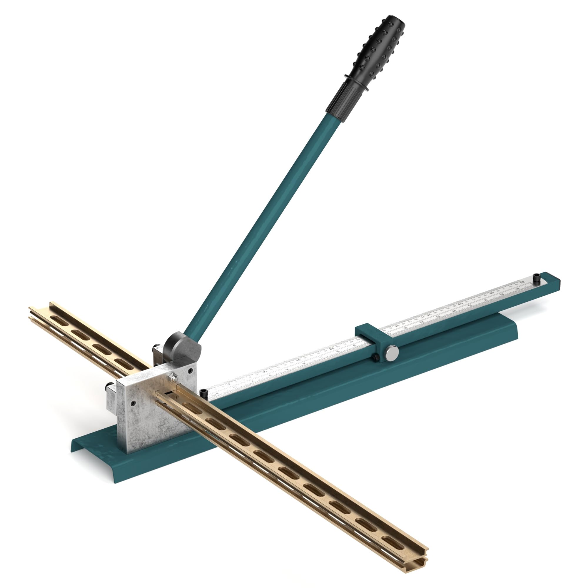 Manual Din Rail Cutter - Dual Groove Rail Cutting Tool with 50cm/20in Ruler & Sliding Baffle for Steel/Aluminum/Iron/PVC Guide Rails | Perfect for Electrical Panel Installations & Industrial Rail Cutting