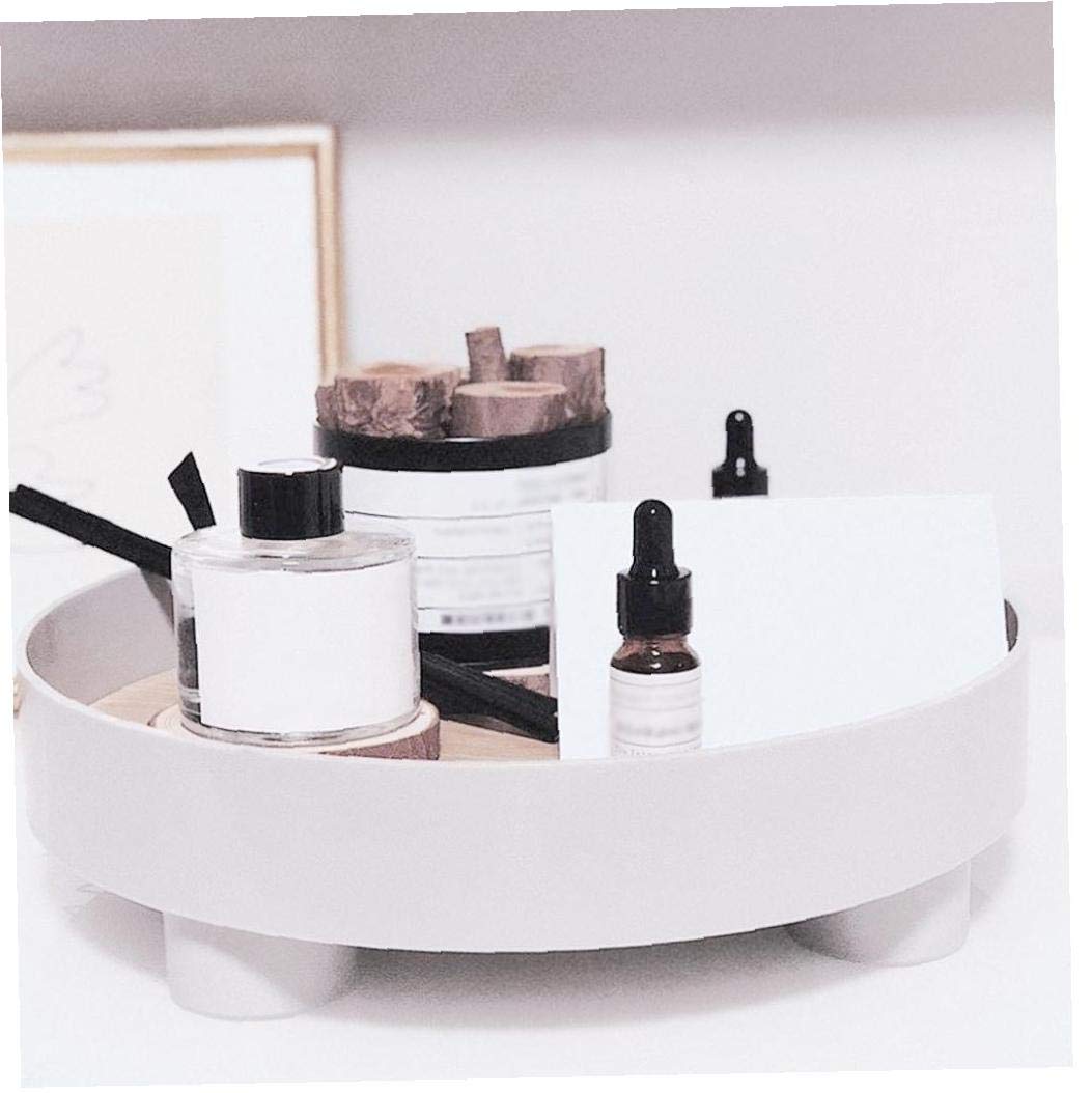Round Wooden Fruit Tray - Multifunctional Decorative Storage Tray for Perfume, Jewelry, Keys | Desktop Organizer for Home, Office, Kitchen & Bathroom - White