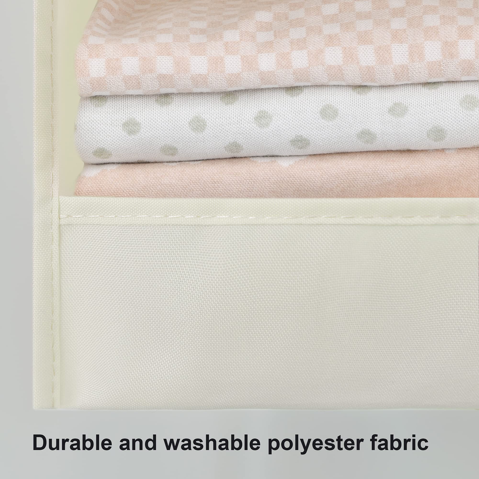 Foldable 3-Tier Hanging Closet Organizer - Space Saving Storage Shelves for Bedroom, Closet, RV & Camping - Beige Fabric Shelves (12