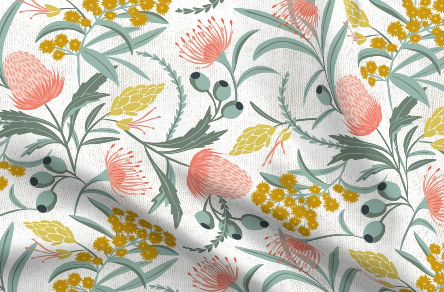 Floral Botanical Printed Velvet Fabric by Spoonflower - Large Scale Flowers Nature Design for Upholstery, Home Decor & Apparel - Perfect for Spring Summer Drapes, Curtains & DIY Sewing Projects