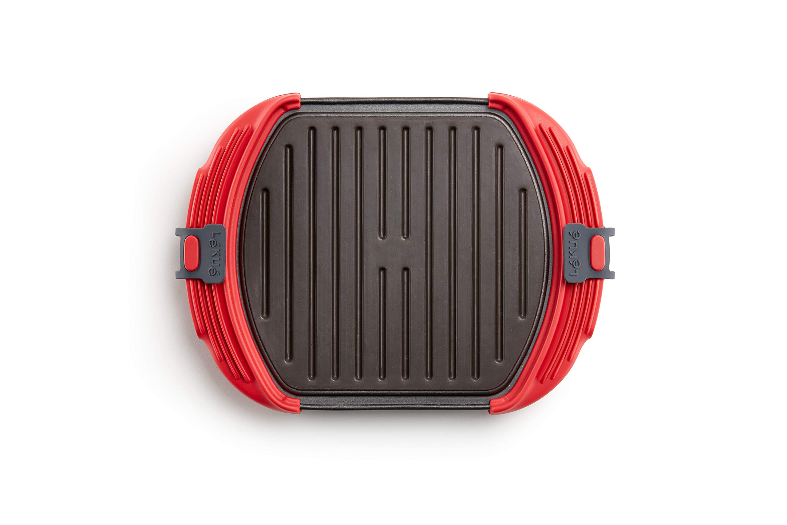 Lekue XL Microwave Grill and Sandwich Maker - Red Panini Press for Quick & Easy Meals - Perfect for Breakfast, Lunch, and Snacks at Home or Office