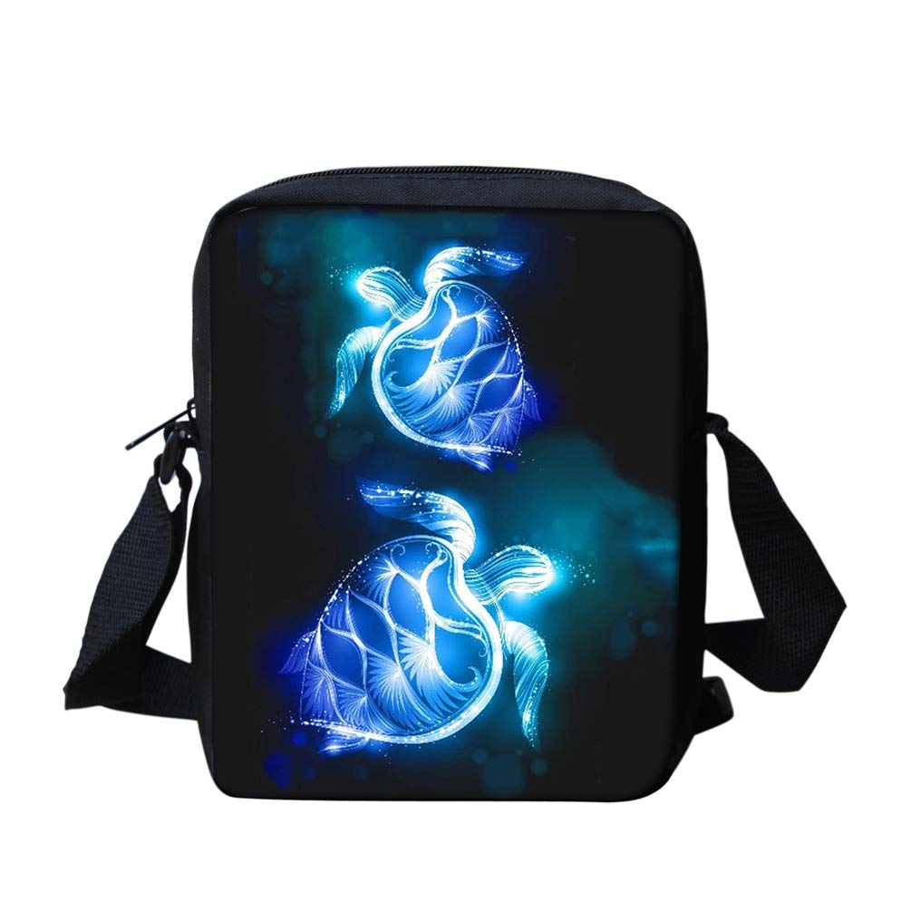 HUGS IDEA Mandala Sea Turtle Mini Messenger Bag - Small Crossbody Purse for Women & Girls with Adjustable Strap, Lightweight Shoulder Bag for Beach, Travel & Daily Use