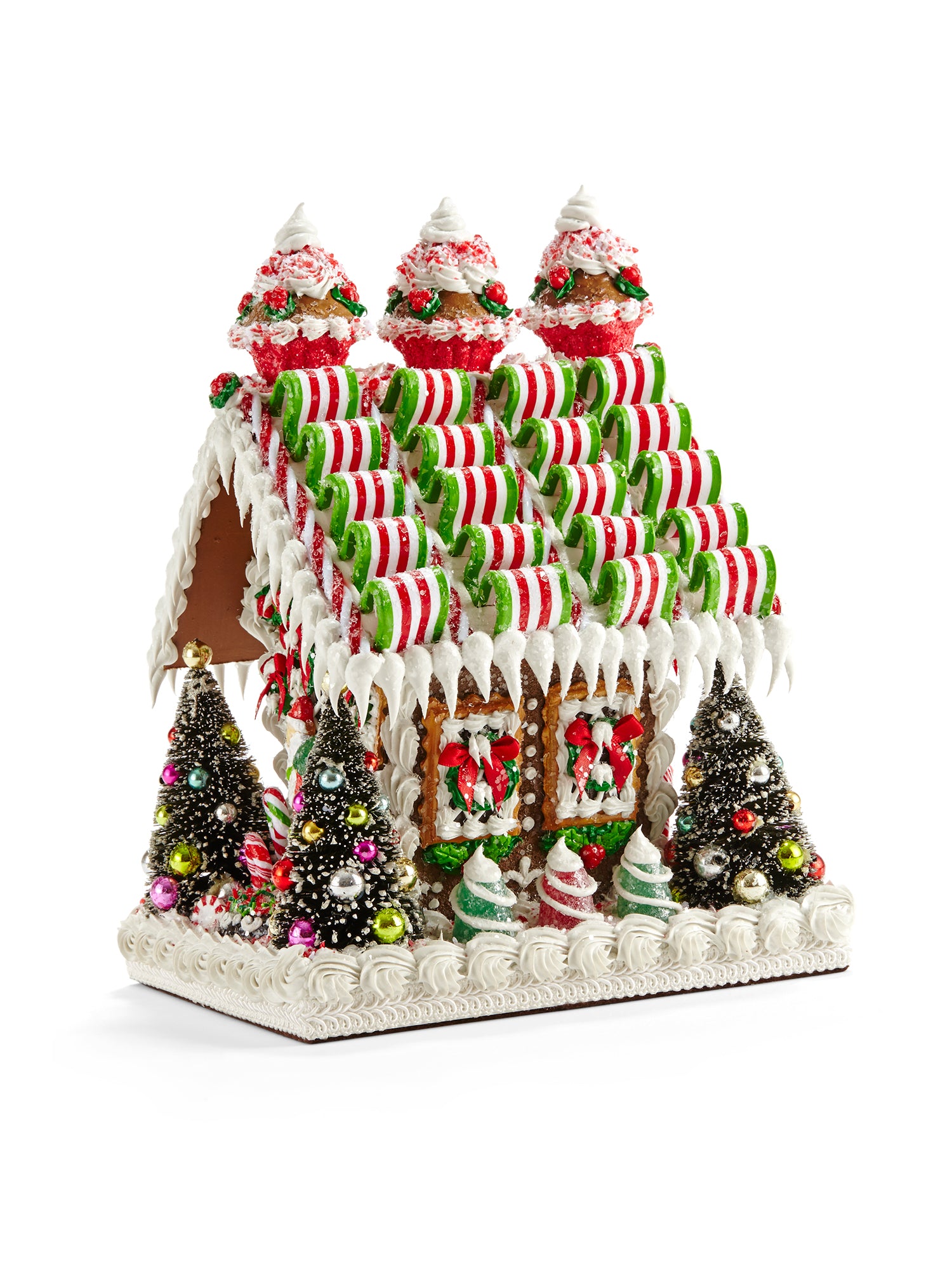 Green Ribbon Candy Gingerbread House Kit - DIY Holiday Baking Decorations for Christmas Parties & Festive Home Decor
