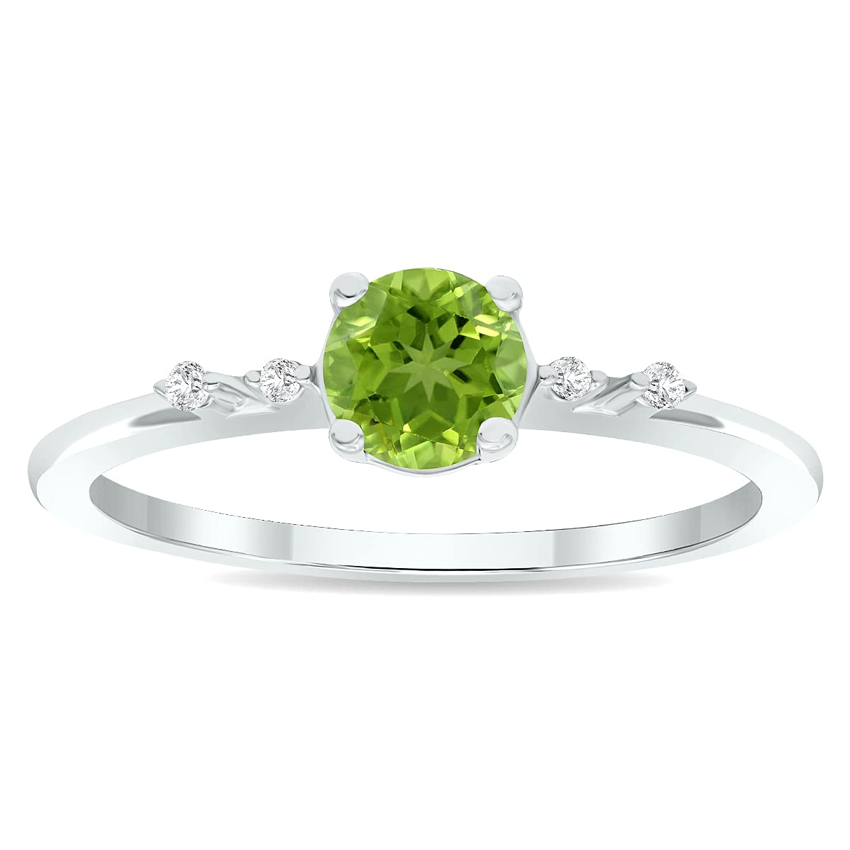 10K White Gold Peridot and Diamond Ring for Women | Elegant Sparkle Jewelry for Engagement, Anniversary & Special Occasions