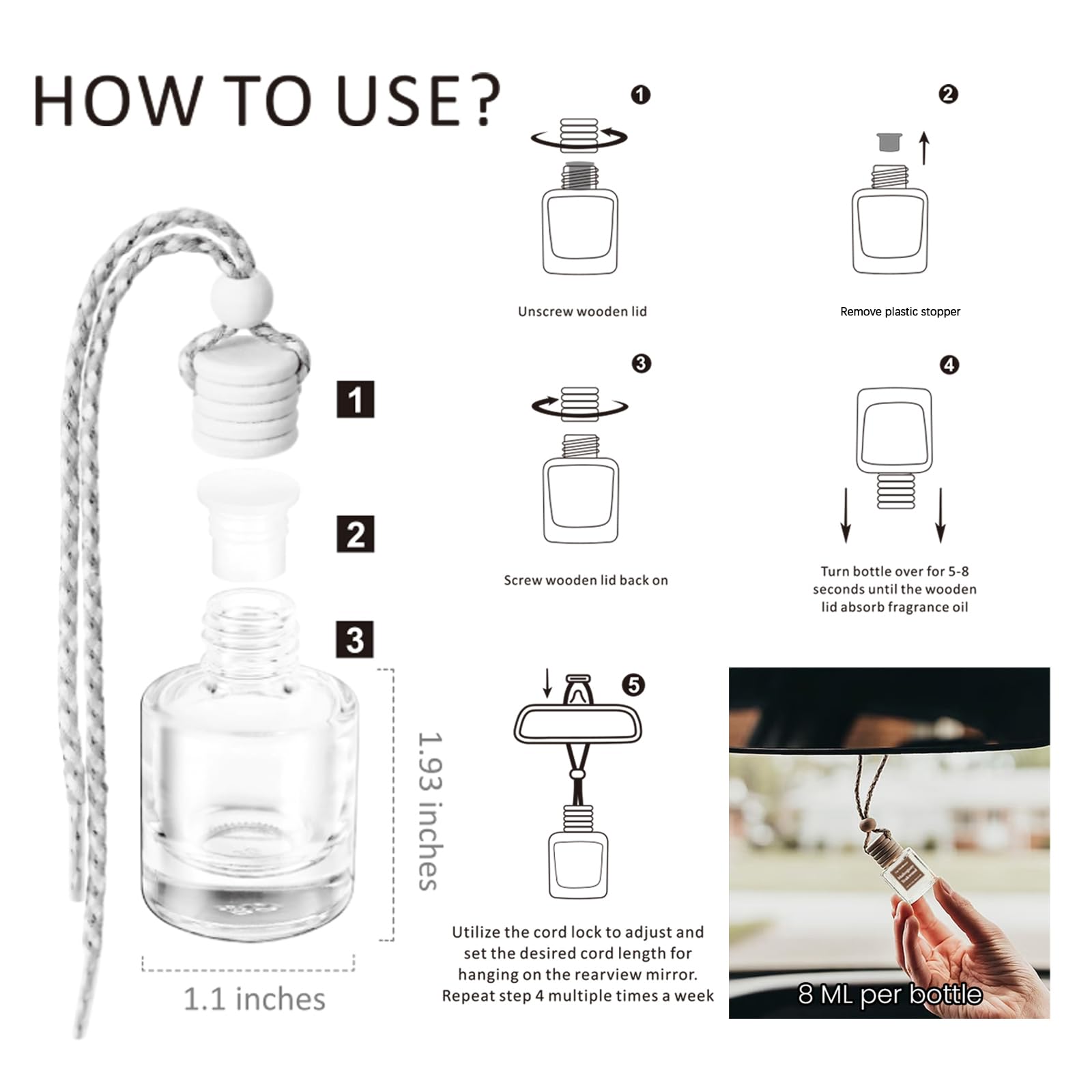 HoogaLife 2 Pack Car Air Freshener Diffuser - Long Lasting Vanilla Cream Fragrance Oil (45+ Days) | Hanging Air Freshener for Car, Home & Office | Made in USA | Perfect for Daily Commute, Road Trips & Small Spaces