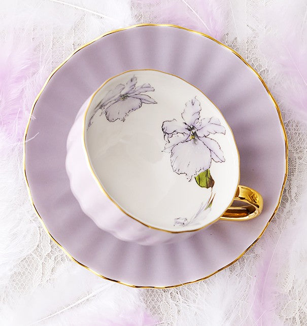 Elegant British Tea Cups Set - Royal Bone China Porcelain Afternoon Tea Cups with Saucers, Premium Ceramic Coffee Cups for English Tea Party, Bridal Shower & Luxury Gift Giving