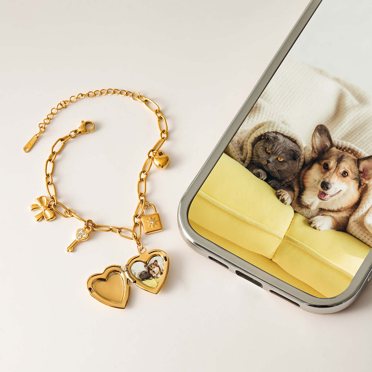 Bow Heart Locket Bracelet with Charm - Elegant Jewelry Gift for Women | JDB9014 | Perfect for Valentine's Day, Anniversary & Romantic Occasions