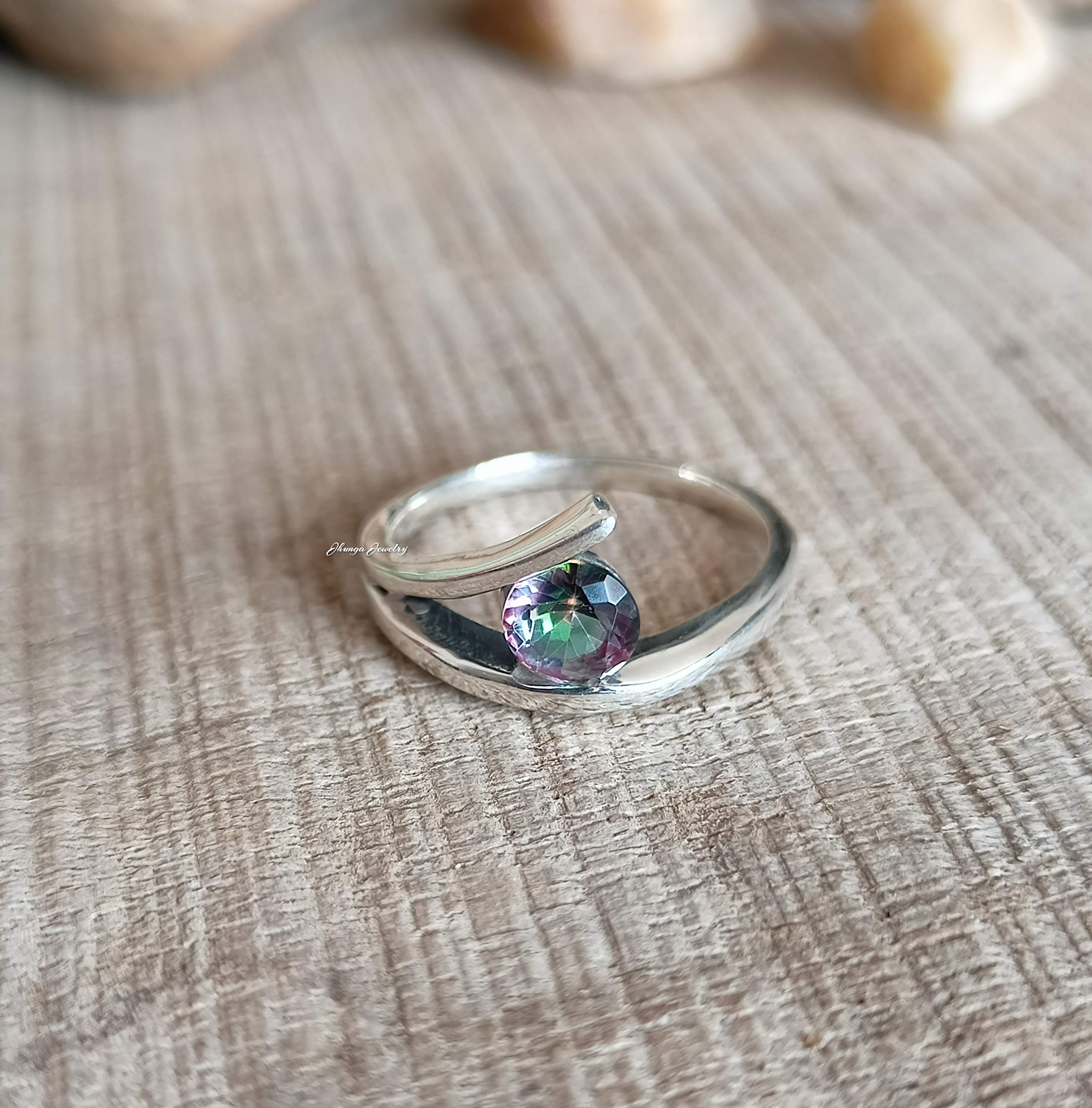 Genuine Rainbow Fire Mystic Topaz Ring - 925 Sterling Silver Vintage Engagement Ring - Handmade Fine Jewelry for Women - Perfect Bridesmaid Gift - Ideal for Weddings, Anniversaries & Special Occasions