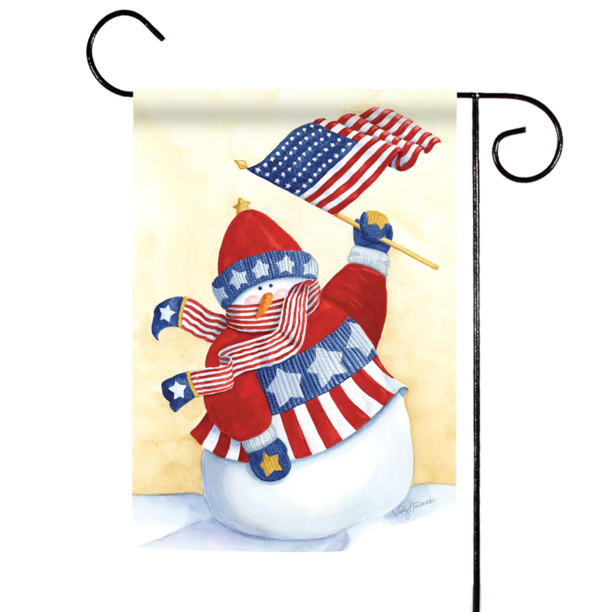 Toland Home Garden 12x18 Inch Double Sided Winter Snowman Flag - Patriotic Star Spangled Outdoor Yard Decoration for House & Garden | Perfect for Christmas, Winter Holidays & Seasonal Home Decor