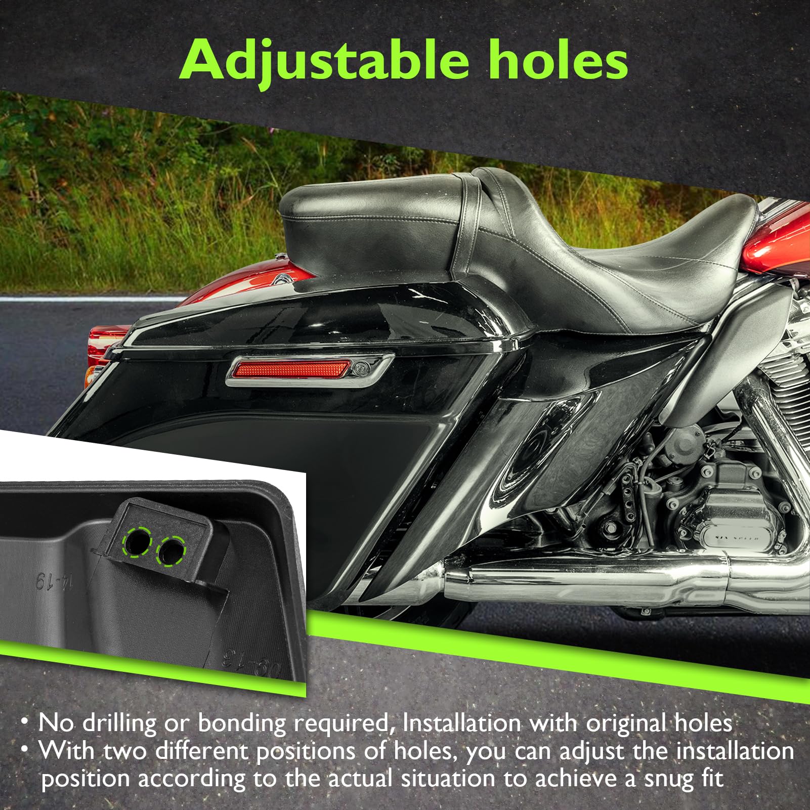 Premium Mofun Stretched Extended Side Panel Cover & Bags for Harley Touring Baggers - Compatible with Road King, Street Glide, Electra Glide (2014-2023) - Durable Black Motorcycle Luggage for Long Rides & Road Trips