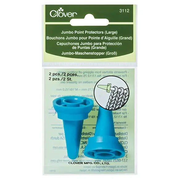 Clover Jumbo Point Protectors (Large) - Size 17-19 - Needle Safety Caps for Knitting & Crochet - Protect Fingers & Furniture from Sharp Needles