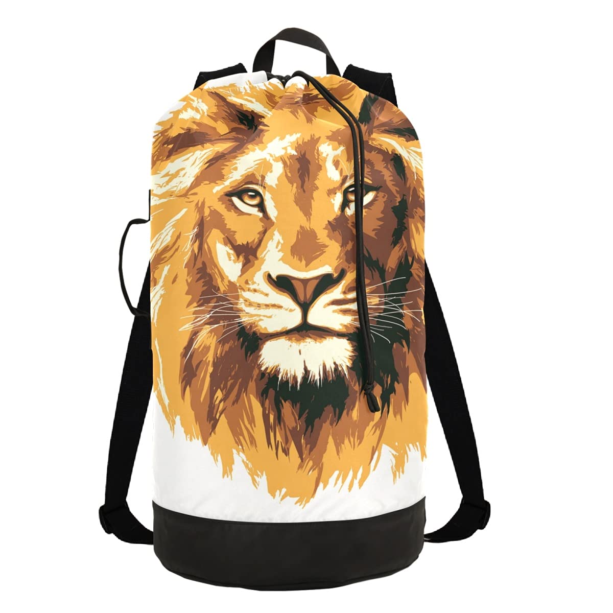 Fiery Lion Heavy Duty Laundry Backpack with Adjustable Shoulder Straps & Drawstring Closure - Large Washing Bag for Camping, Dorm, Travel & Gym
