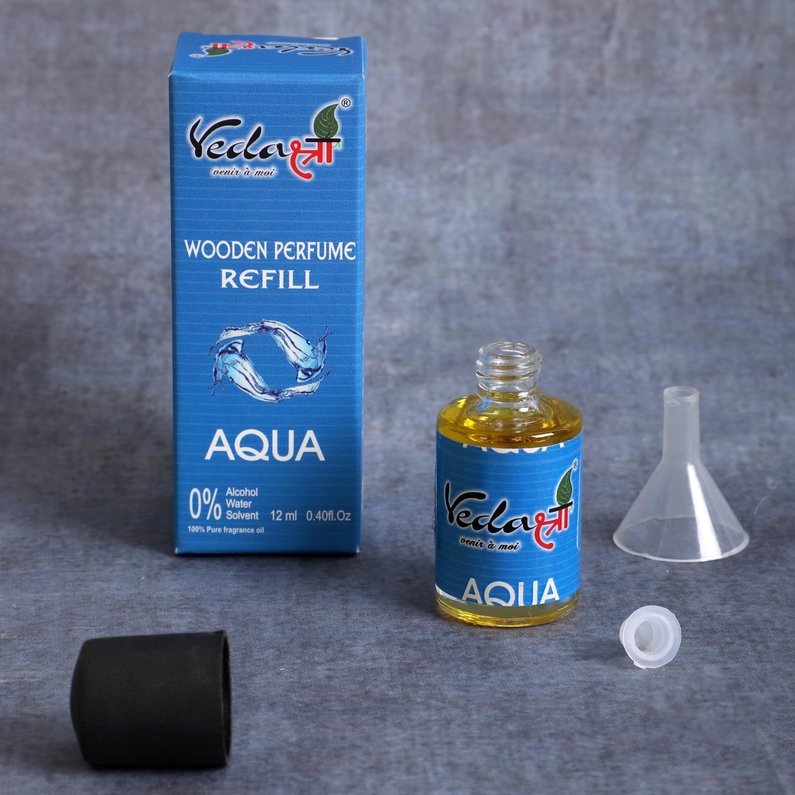 VEDASHREE Premium Wooden Dashboard Car Perfume Refill - Long-Lasting Luxury Aqua Fragrance Air Freshener Oil (12ml) - Perfect for Cars, Offices & Home Décor